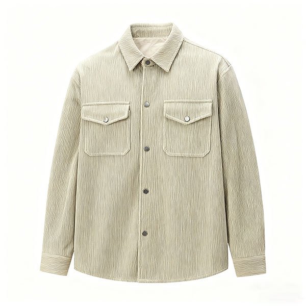 Two-way casual men’s jacket, slim-fit short length, stylish knitted shirt for spring and autumn