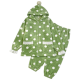 Green Polka Dot Hooded Fleece Pajama Set