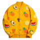 Yellow Baseball Jacket with Fruit Print & Cartoon Buttons