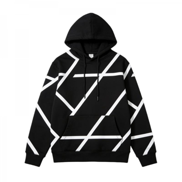Black & White Geometric Line Hoodie