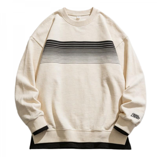 Cream & Black Stripe Crewneck Sweatshirt