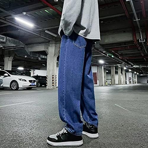 Men's Casual Autumn Hip Hop Loose Pure Colour Jean with Zipper Pocket Jean Trouser Solid Fashion Jean Mens Jeans